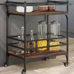 vidaXL Köksö>Köksvagn brun ek 82x40x78,5 cm konstruerat trä