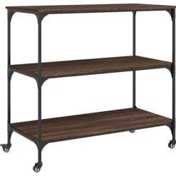 vidaXL Köksö>Köksvagn brun ek 102x50x95 cm konstruerat trä