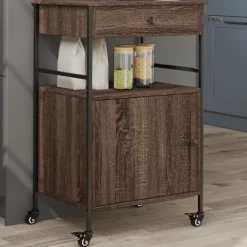 vidaXL Köksö>Köksvagn brun ek 56x43x89,5 cm konstruerat trä