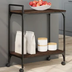 vidaXL Köksö>Köksvagn brun ek 60,5x31x72,5 cm konstruerat trä