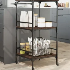 vidaXL Köksö>Köksvagn brun ek 60,5x50x105 cm konstruerat trä