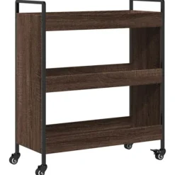 vidaXL Köksö>Köksvagn brun ek 70x30x82 cm konstruerat trä