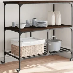 vidaXL Köksö>Köksvagn brun ek 100x50x95 cm konstruerat trä