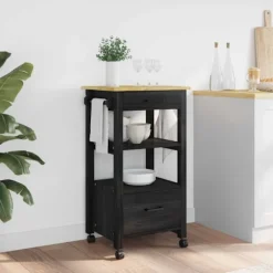 vidaXL Köksö>Köksvagn Enfärgad Svart