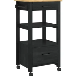 vidaXL Köksö>Köksvagn Enfärgad Svart