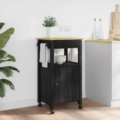 vidaXL Köksö>Köksvagn Enfärgad Svart