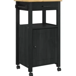 vidaXL Köksö>Köksvagn Enfärgad Svart