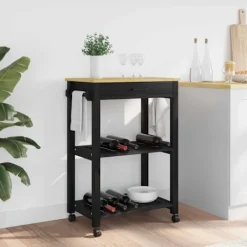 vidaXL Köksö>Köksvagn Enfärgad Svart 88,5 x 40 x 60 cm