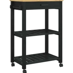 vidaXL Köksö>Köksvagn Enfärgad Svart 88,5 x 40 x 60 cm