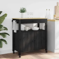 vidaXL Köksö>Köksvagn Enfärgad Svart 84 x 40 x 88,5 cm