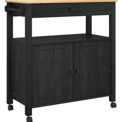 vidaXL Köksö>Köksvagn Enfärgad Svart 84 x 40 x 88,5 cm