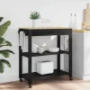 vidaXL Köksö>Köksvagn Enfärgad Svart 84 x 40 x 88,5 cm