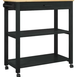 vidaXL Köksö>Köksvagn Enfärgad Svart 84 x 40 x 88,5 cm