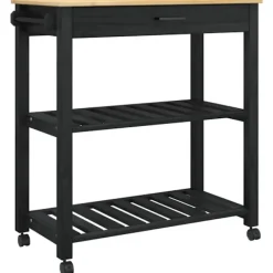 vidaXL Köksö>Köksvagn Enfärgad Svart 88,5 x 40 x 84 cm