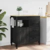 vidaXL Köksö>Köksvagn Enfärgad Svart 84 x 40 x 88,5 cm