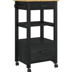 vidaXL Köksö>Köksvagn Enfärgad Svart 48 x 40 x 88,5 cm