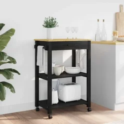 vidaXL Köksö>Köksvagn Enfärgad Svart 60 x 40 x 88,5 cm