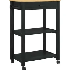 vidaXL Köksö>Köksvagn Enfärgad Svart 60 x 40 x 88,5 cm