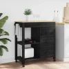 vidaXL Köksö>Köksvagn Enfärgad Svart 84 x 40 x 88,5 cm