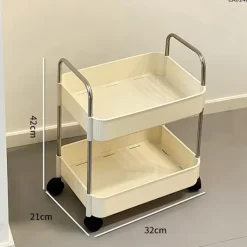 Köksö>Köksvagn, flyttbar förvaringsvagn, 32cm, 2-lagers förvaringshylla med hjul, lätt att montera