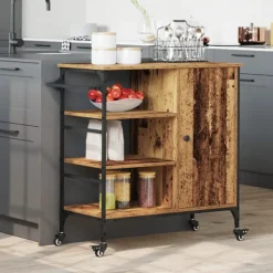 vidaXL Köksö>Köksvagn Gammalt trä 87.5 x 39 x 84.5 cm Konstruerat trä