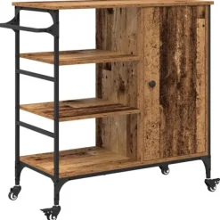 vidaXL Köksö>Köksvagn Gammalt trä 87.5 x 39 x 84.5 cm Konstruerat trä