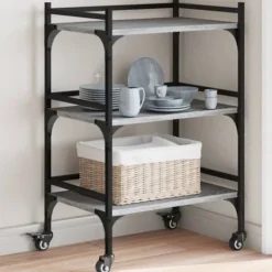 vidaXL Köksö>Köksvagn grå sonoma 50x35x75,5 cm konstruerat trä