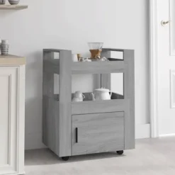 vidaXL Köksö>Köksvagn grå sonoma 60x45x80 cm konstruerat trä
