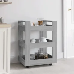 vidaXL Köksö>Köksvagn grå sonoma 60x45x80 cm konstruerat trä