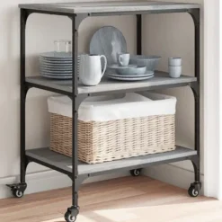 vidaXL Köksö>Köksvagn grå sonoma 60x41x76 cm konstruerat trä