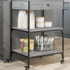 vidaXL Köksö>Köksvagn grå sonoma 60x48x89,5 cm konstruerat trä