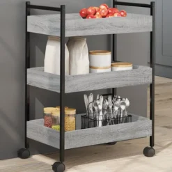 vidaXL Köksö>Köksvagn grå sonoma 50x30x70 cm konstruerat trä