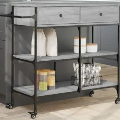 vidaXL Köksö>Köksvagn grå sonoma 105x42x95 cm konstruerat trä