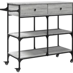 vidaXL Köksö>Köksvagn grå sonoma 105x42x95 cm konstruerat trä