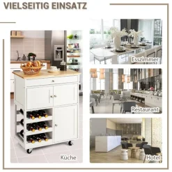 Northix Köksö>Köksvagn i trä serveringsvagn köksvagn med 3 vinställ