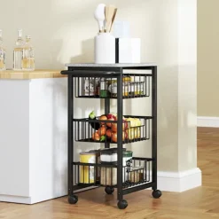 Northio Köksö>Köksvagn med 3 våningar på hjul och stålkorgar