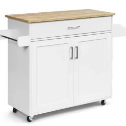 Northix Köksö>Köksvagn med justerbar hylla och låsbara hjul