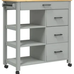 vidaXL Köksö>Köksvagn MONZA 84x40x88,5 cm massivt furu