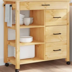 vidaXL Köksö>Köksvagn MONZA 84x40x88,5 cm massivt furu