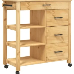 vidaXL Köksö>Köksvagn MONZA 84x40x88,5 cm massivt furu