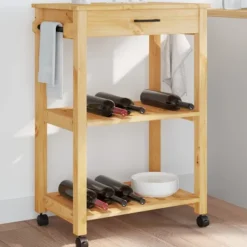 vidaXL Köksö>Köksvagn MONZA 60x40x88,5 cm massivt furu