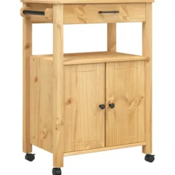 vidaXL Köksö>Köksvagn MONZA 60x40x88,5 cm massivt furu