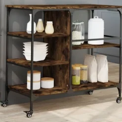 vidaXL Köksö>Köksvagn rökfärgad ek 100x45x89,5 cm konstruerat trä