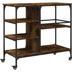 vidaXL Köksö>Köksvagn rökfärgad ek 100x45x89,5 cm konstruerat trä