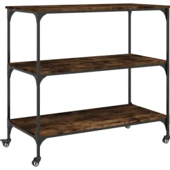 vidaXL Köksö>Köksvagn rökfärgad ek 102x50x95 cm konstruerat trä