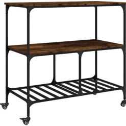 vidaXL Köksö>Köksvagn rökfärgad ek 100x50x95 cm konstruerat trä