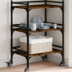 vidaXL Köksö>Köksvagn rökfärgad ek 50x35x75,5 cm konstruerat trä