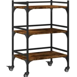 vidaXL Köksö>Köksvagn rökfärgad ek 50x35x75,5 cm konstruerat trä