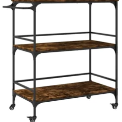 vidaXL Köksö>Köksvagn rökfärgad ek 100,5x50x105 cm konstruerat trä