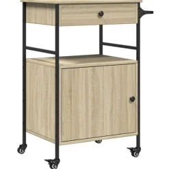 vidaXL Köksö>Köksvagn sonoma-ek 56x43x89,5 cm konstruerat trä